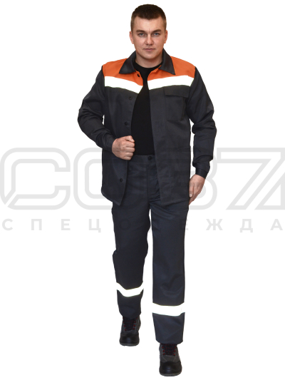 Костюм рабочий Транссиб с СОП цв.т.серыйоранж (куртка+брюки)  (1)