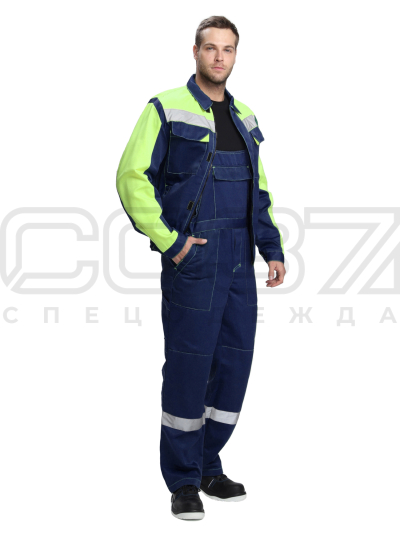 Костюм рабочий Закал с СОП цв.т.синий, лимонный тк.смесовая (куртка+пк)  1