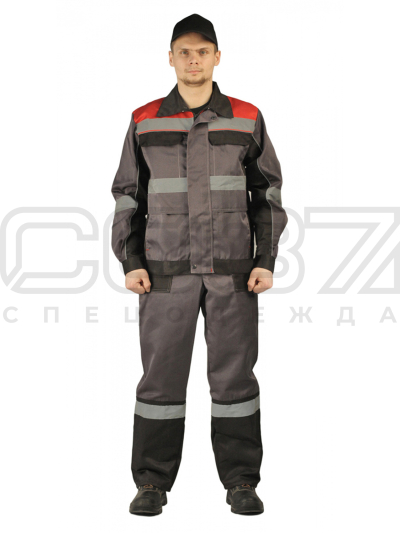 Костюм рабочий Радиус цв. серый, чёрный, красный-1