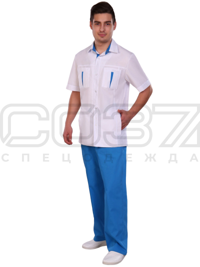 костюм муж белый, василек