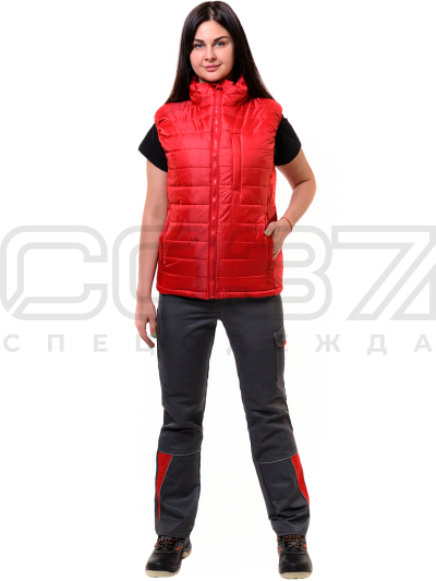 Жилет утеплённый рабочий Мичиган цв.красный тк.таффета 1