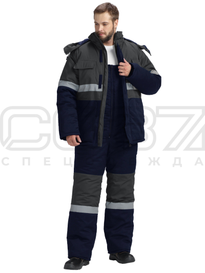 Костюм рабочий зимний Спец-Норд Ф с СОП цв.т.синий-серый тк.смесовая (куртка+пк)-1