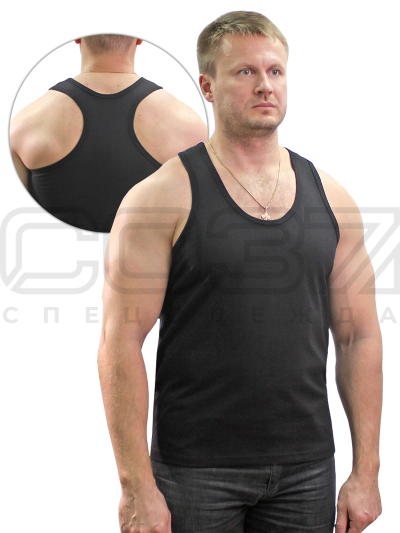 Майка-борцовка цв.чёрный тк.кулирка 1