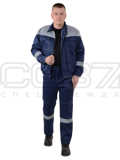 Костюм рабочий Вольф с СОП цв.синийсерый тк.смесовая (куртка+брюки) (1)