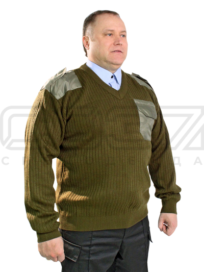 Свитер мужской Lex с V-вырезом цв.олива тк.акрил