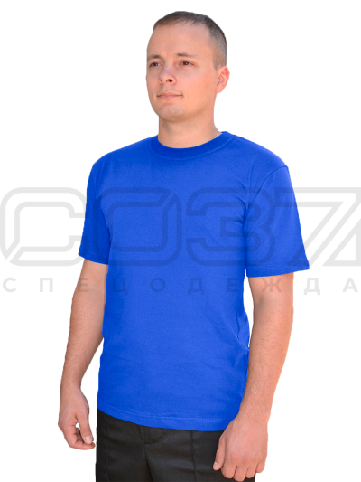 Футболка мужская трикотажная цв.василёк тк.кулирка г-к
