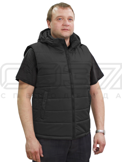 Жилет утеплённый с капюшоном Picker цв.чёрный тк.дюспо 1