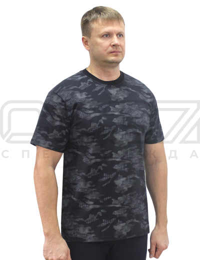 Футболка мужская трикотажная цв.кмф чёрный тк.кулирка