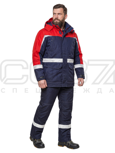 Куртка рабочая зимняя Султан с СОП цв. т.синий красный-1