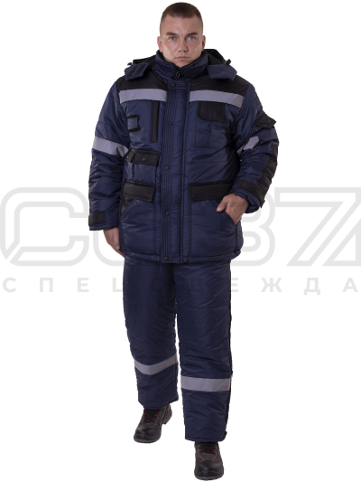 Костюм рабочий зимний Дербник цв.т.синийчёрный тк.таслан (куртка+пк) IV и Особый кл.пояс (1)