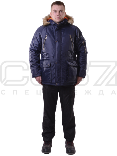 Куртка рабочая зимняя Колорадо удлинённая цв.тёмно-синий тк.оксфорд (1)