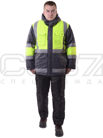 Куртка рабочая зимняя Road с СОП цв.т.серыйлимон тк.кошачий глаз (1)