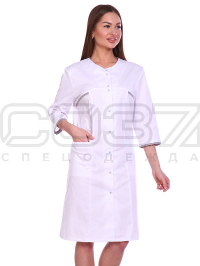 Халат медицинский женский АР71-1 цв.белыйсерый тк.спандекс 1