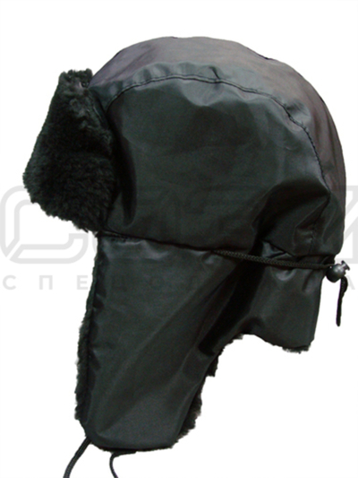 Шапка-ушанка Камчатка цв.чёрный тк.оксфорд (подкладка флис чёрный мех)