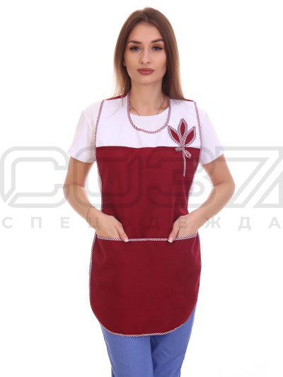 Фартук со спинкой АР9 цв.бордо тк.габардин-1