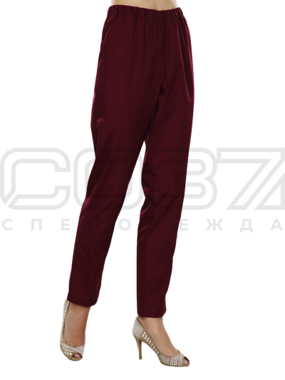 Брюки медицинские женские ИМ301 цв.бордовый тк.тиси
