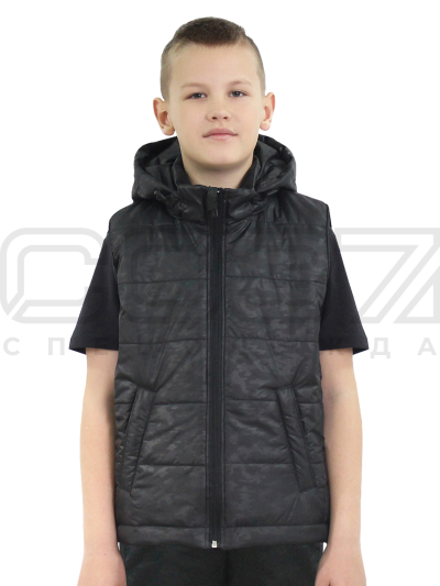 Жилет детский утеплённый Искатель цв. кмф, чёрный-1
