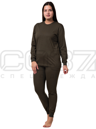 Бельё нательное женское утеплённое цв.олива тк.100% хлопок 1