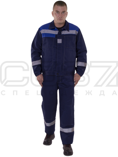 Костюм рабочий мужской Калифорния с СОП цв.т.синийвасилек тк.грета (куртка+пк) (1)