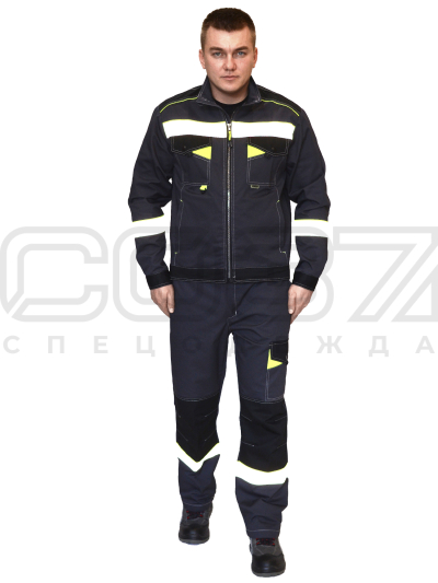 Костюм рабочий Фрегат Коттон с СОП цв.т.серыйчёрныйлимон тк.смесовая с МВО (куртка+пк) (1)