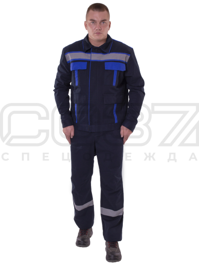 Костюм рабочий Этюд с СОП цв.т.синийвасильковый тк.саржа (куртка+пк) (1)