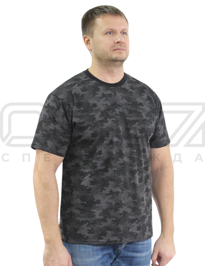 Футболка мужская трикотажная цв.кмф blur чёрный тк.кулирка