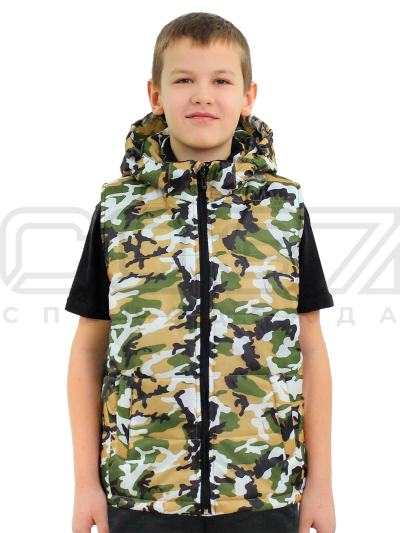 Жилет детский утеплённый Искатель цв.камуфляж тк.оксфорд-1
