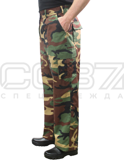 Брюки летние Юнеп цв.кмф зелёный тк.рип-стоп 1