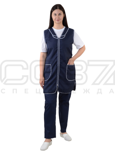 Халат женский АР15 цв.тёмно-синий тк.габардин (2)