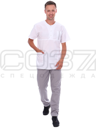 костюм муж белый, серый-1