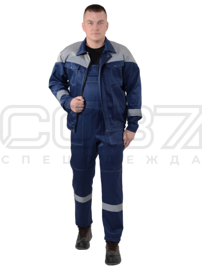 Костюм рабочий Вольф с СОП цв.синийсерый тк.смесовая (куртка+пк) (1)