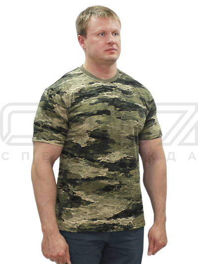 Футболка мужская трикотажная цв.кмф-тигр тк.кулирка