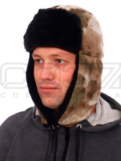 Шапка-ушанка цв.лес 3 тк.твил 1