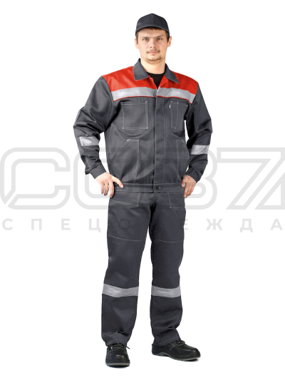 Костюм рабочий Детектор цв. тёмно-серый, красный-1