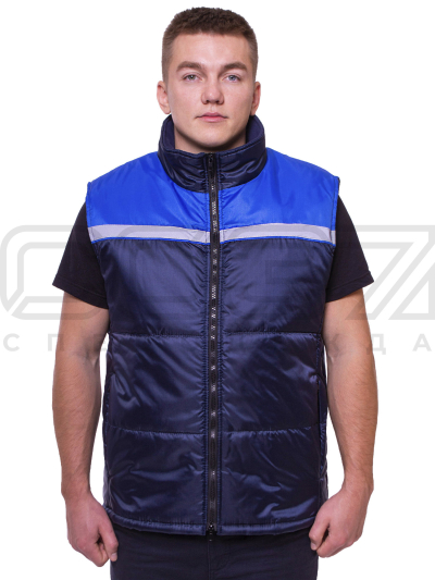 Жилет рабочий утеплённый Азурит с СОП цв.т.синий,василёк тк.оскфорд 1