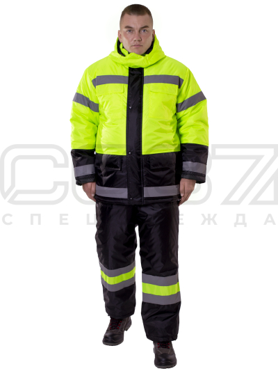 Костюм рабочий зимний Роуд с СОП цв.лимонныйчёрный тк.оксфорд (куртка+брюки) (1)