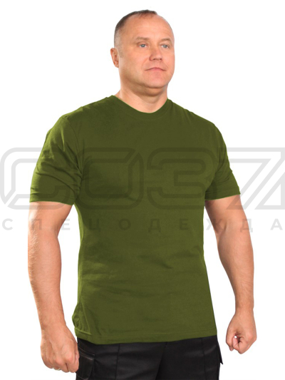 Футболка трикотажная Plain цв.олива тк.кулирка г-к