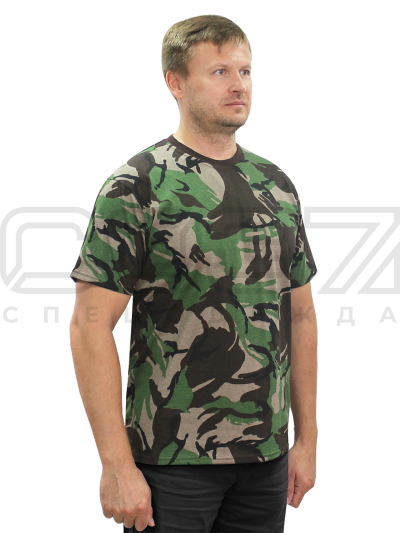 Футболка трикотажная Камуфляж цв.рисунок-зелёный тк.кулирка